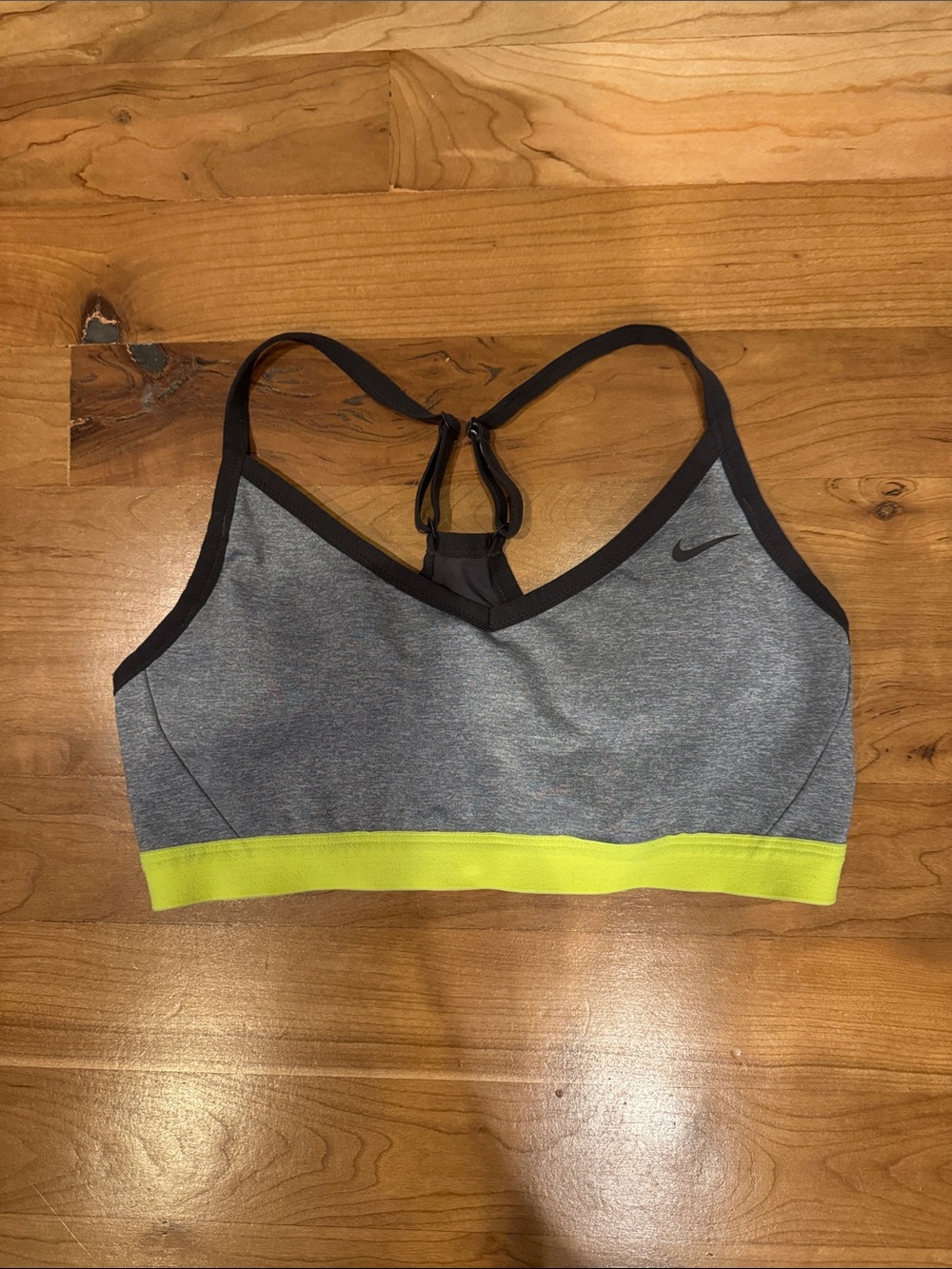 Nike Gray Sports Bra with Neon Yellow Band